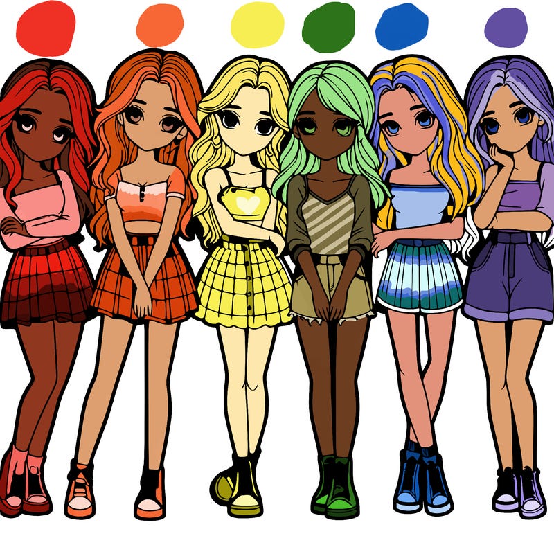 a group of girls realistic