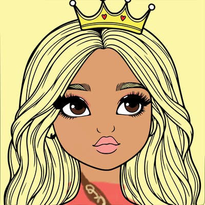 a realistic girl with a crown on