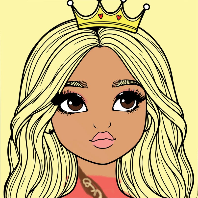 a realistic girl with a crown on