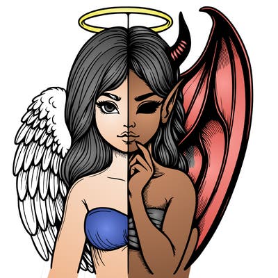 realistic angel half demon