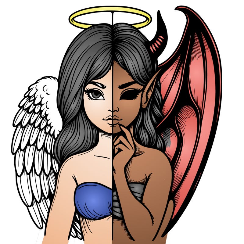 realistic angel half demon