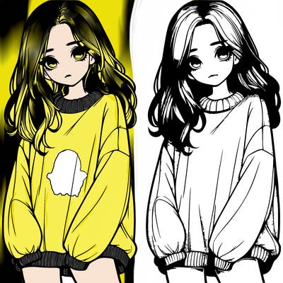 realistic girl with baggy sweater