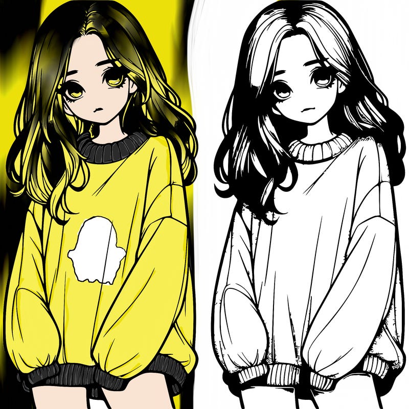 realistic girl with baggy sweater