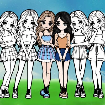 a group of girls realistic