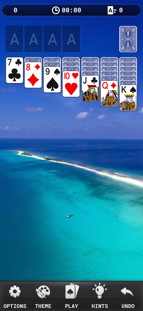 Solitaire Classic - Classic - Juego de Solitario Klondike Clásico con un fondo de playa tropical escénico y cartas grandes fáciles de leer