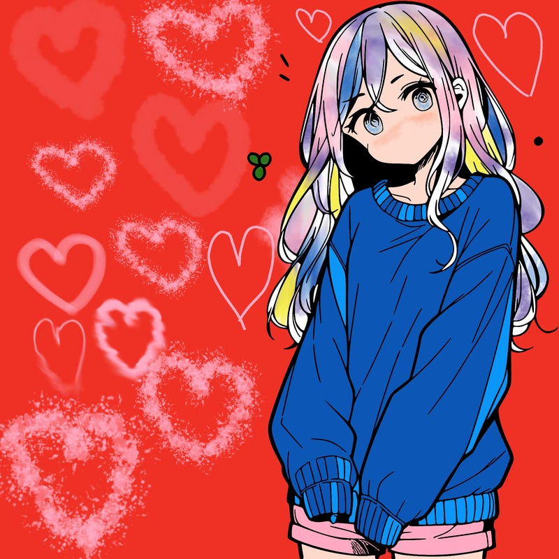 manga teen girl  in a sweater and baggy pants