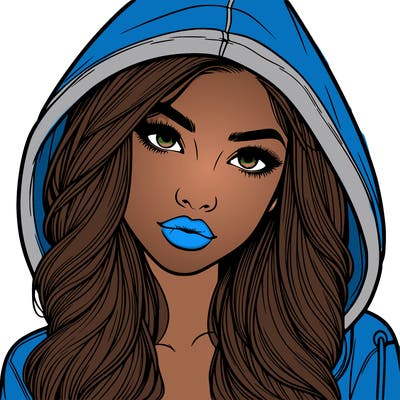 realistic beautiful girl with a hood on