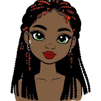 a realistic black girl with braids