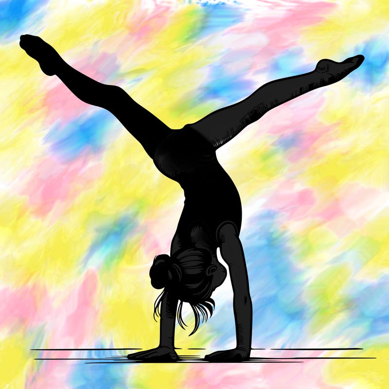 realistic gymnastic hand stand girl in four splits