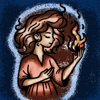 woman with fire