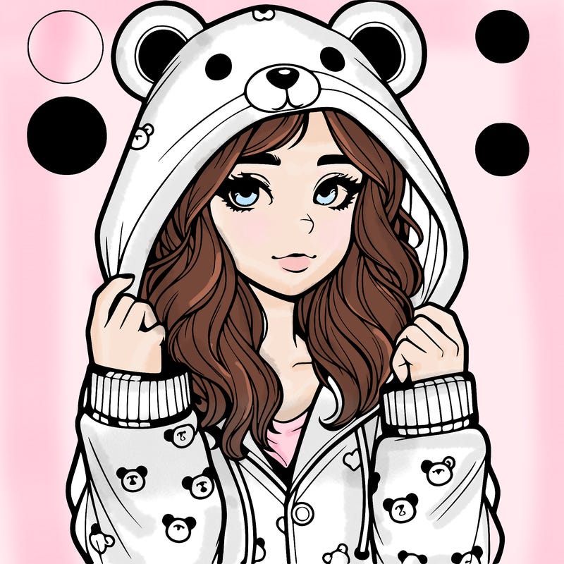 realistic girl in a animal pjs hoodie