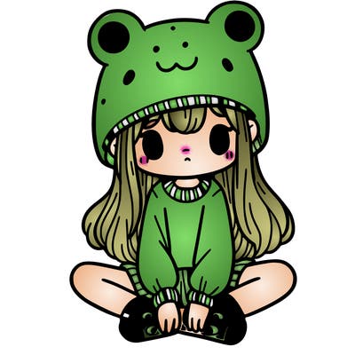 a girl wearing a frog hat and some frog socks
