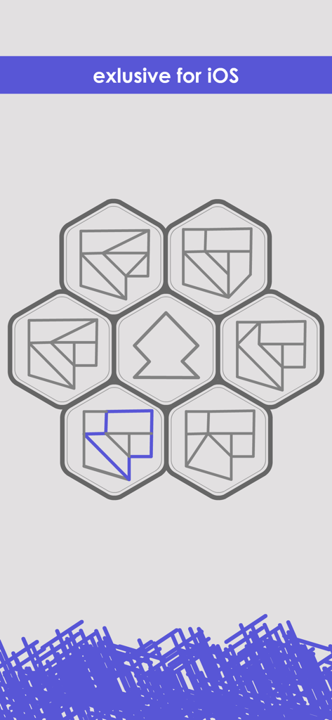 Geometric brain training puzzle showing a hidden shape inside a hexagon grid