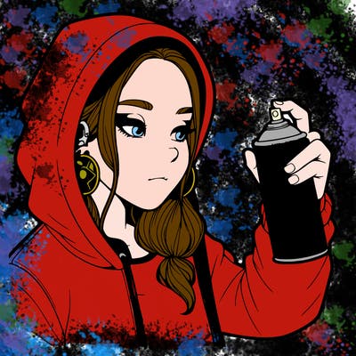 a realistic girl, spray painting