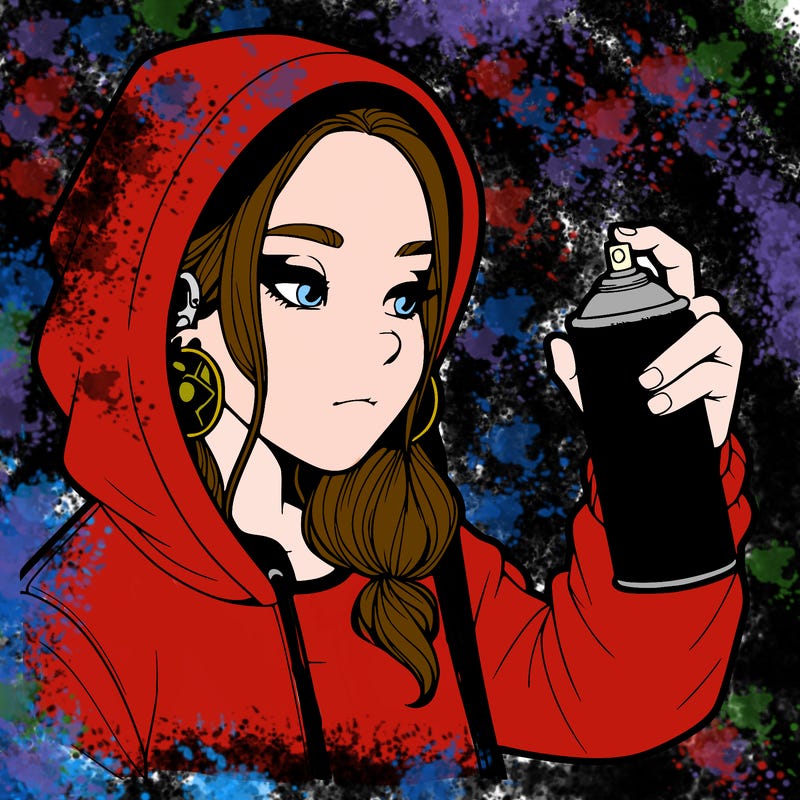 a realistic girl, spray painting