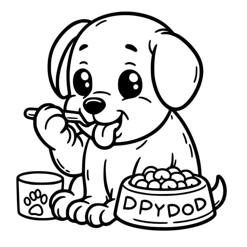 puppy eating food