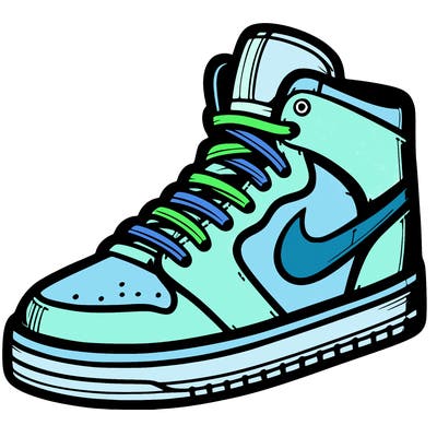 hightop basketball shoe, simple design with bold black lines, no shading lines