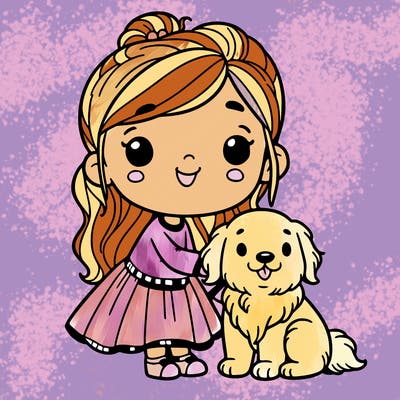 girl with a golden  retriever