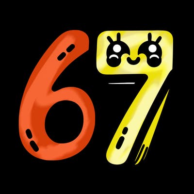 the numbers 67