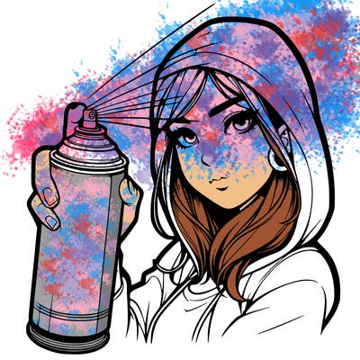 a realistic girl spray, painting