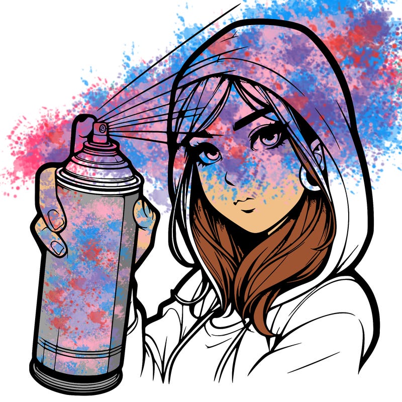 a realistic girl spray, painting
