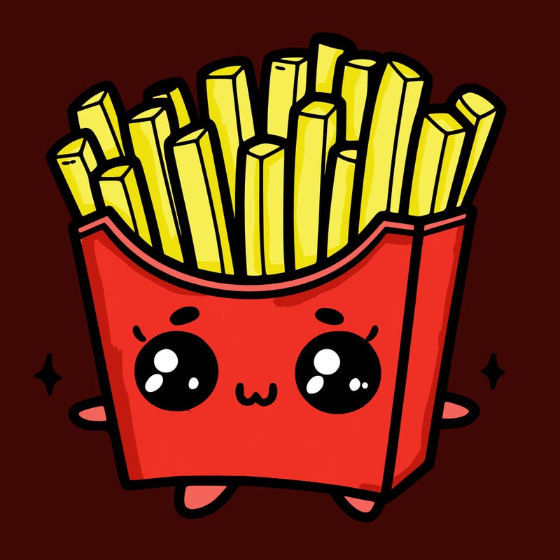 a cute. french fries