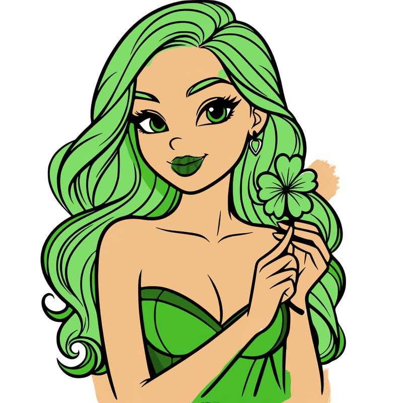 beautiful woman  carrying a clover