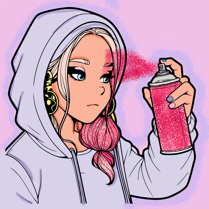 a realistic girl, spray painting