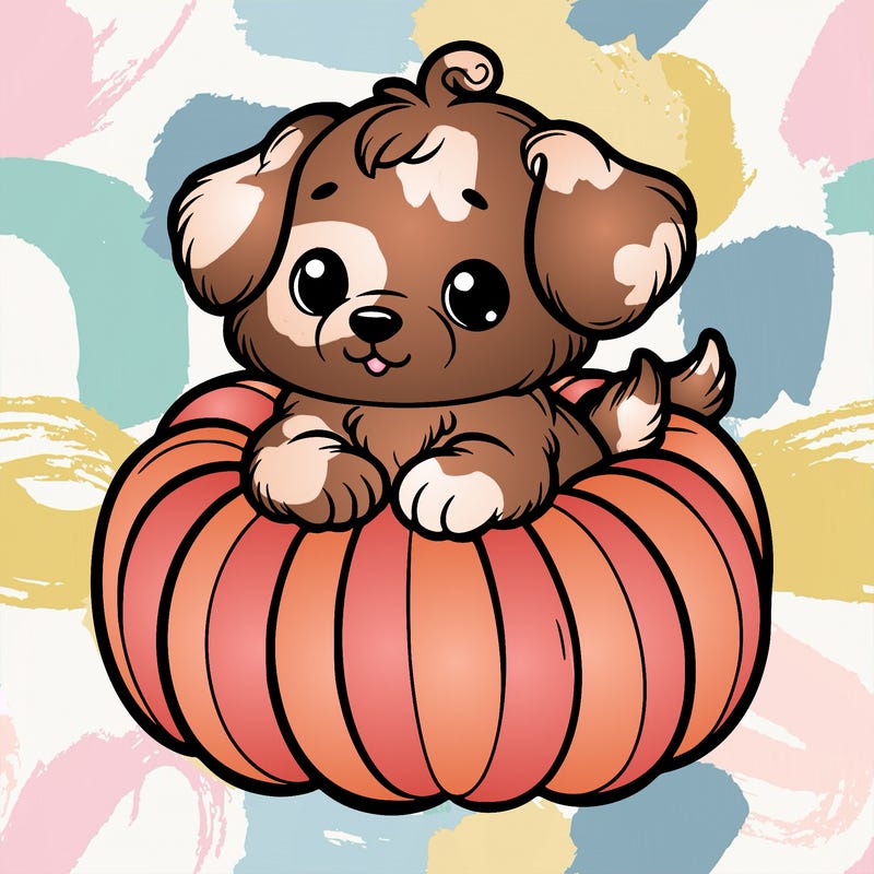 cute little puppy in a pumpkin