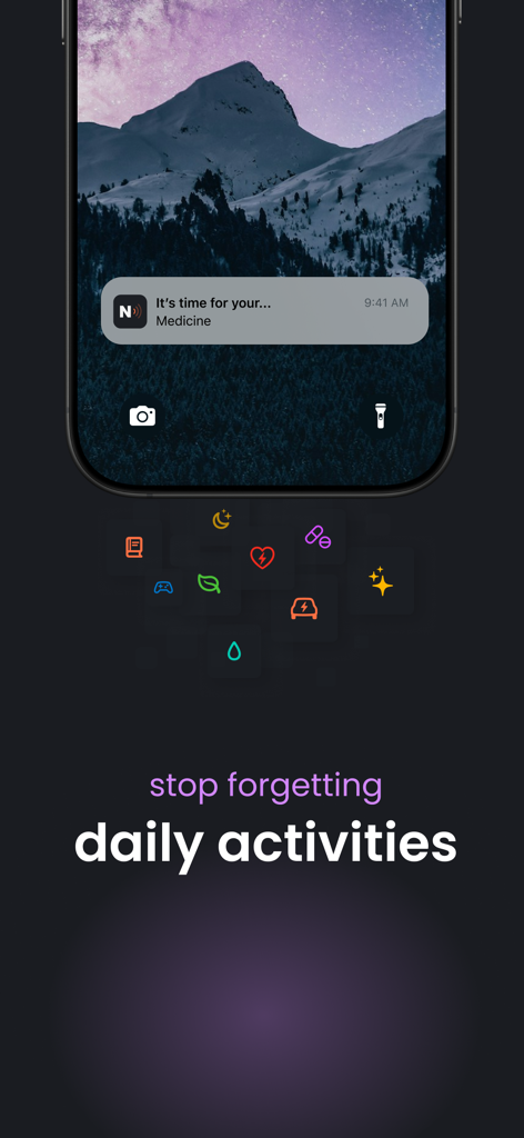 iPhone lock screen showing a medicine reminder notification from the Nudge app