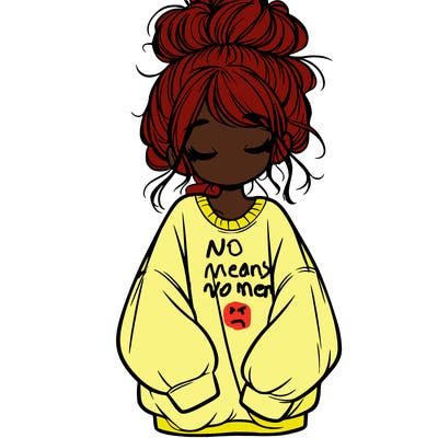 girl with baggy sweatshirt and messy bun