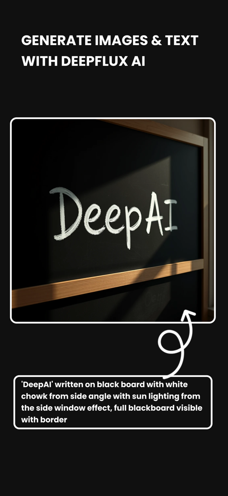 PixAI - Image Generator - AI generated image of DeepAI text written in chalk on a blackboard with sunlight effect