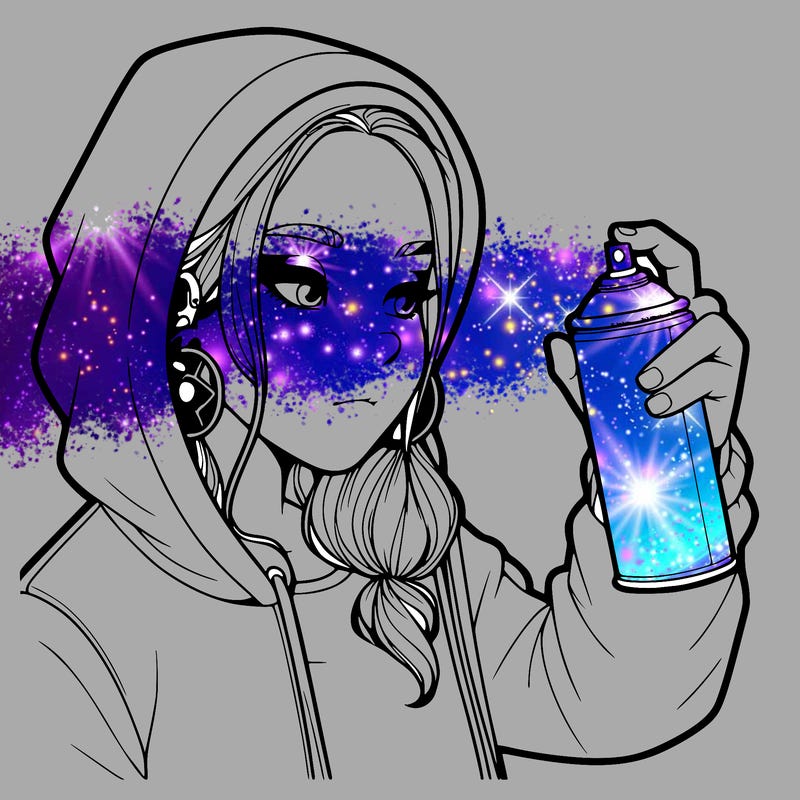 a realistic girl, spray painting