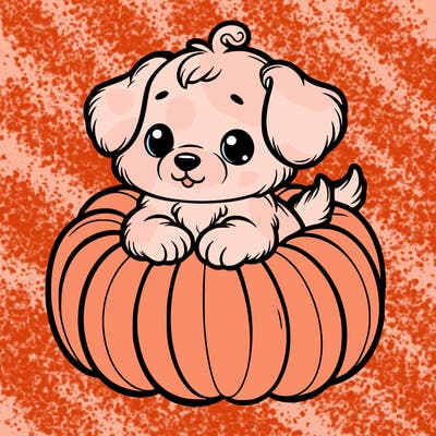 cute little puppy in a pumpkin
