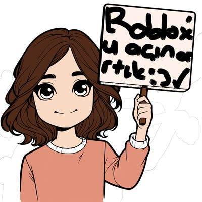 realistic girl holding up a sign