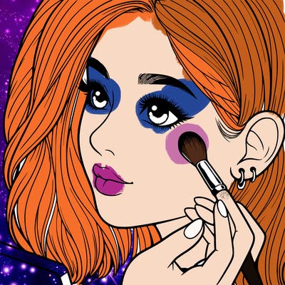 a realistic girl doing her makeup