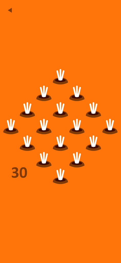 Nível 30 do jogo de lógica orange com brotos brancos em um padrão de diamante em fundo laranja