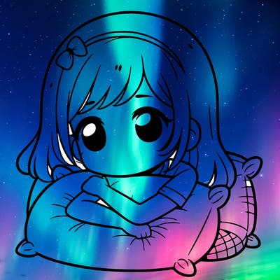 a girl with a pillow