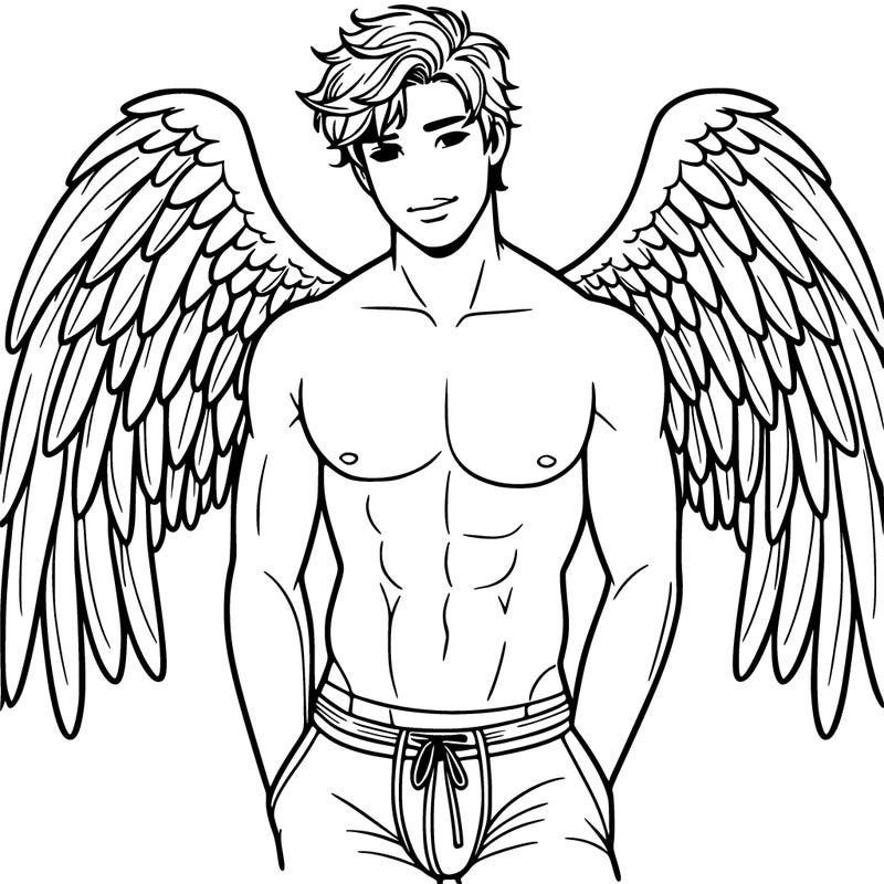 hot male realistic angel with wings
