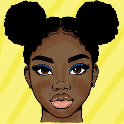 realistic black woman with two buns