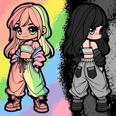 girl in crop top and baggy pants