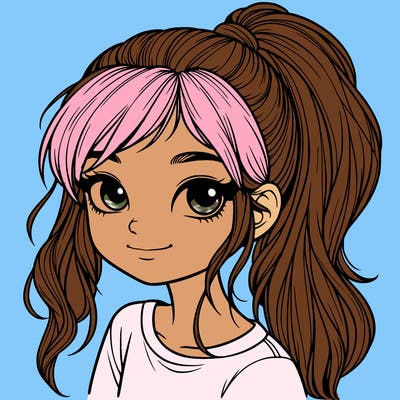 realistic girl with ponytail