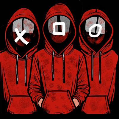 3 faceless people in  hoodies