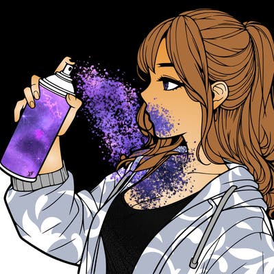a realistic girl spray, painting