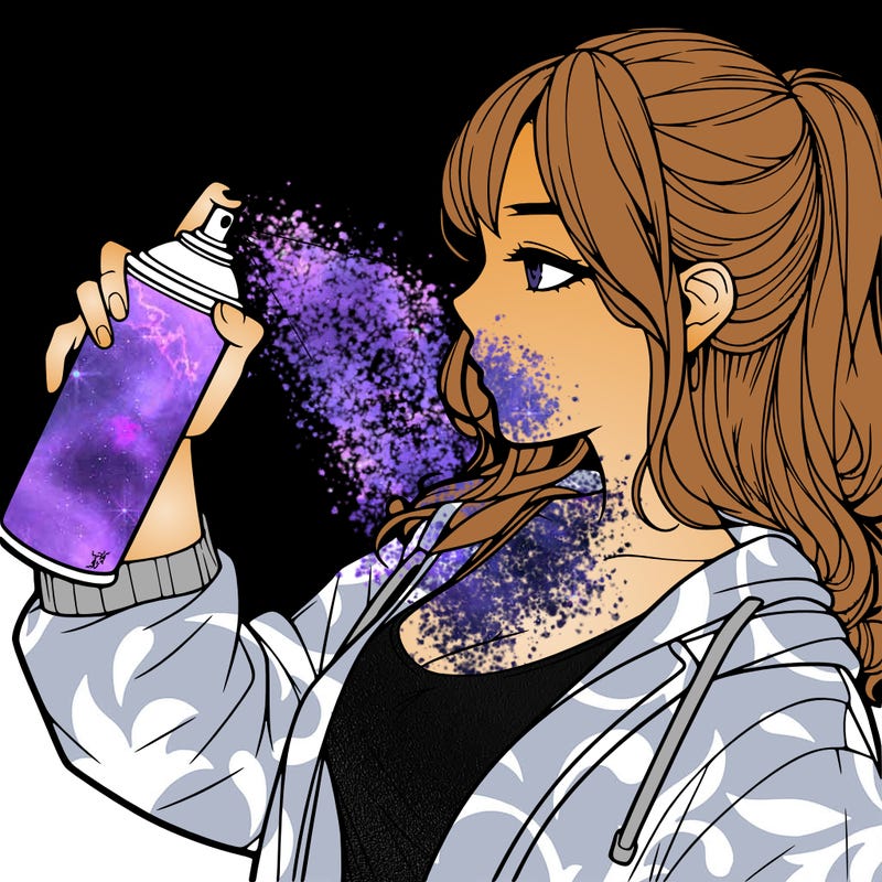 a realistic girl spray, painting