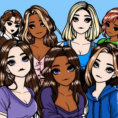 a group of realistic girls