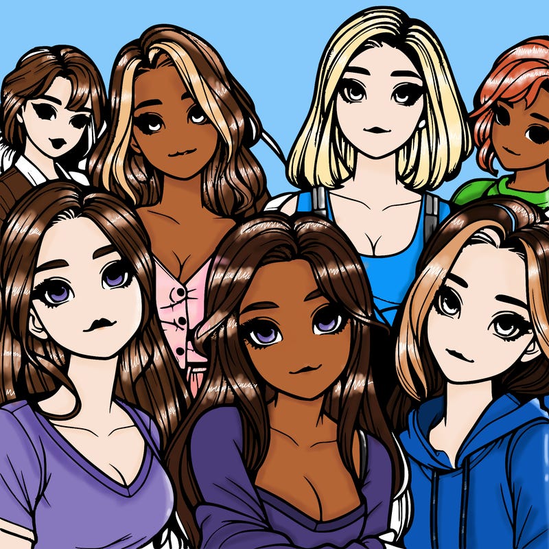 a group of realistic girls