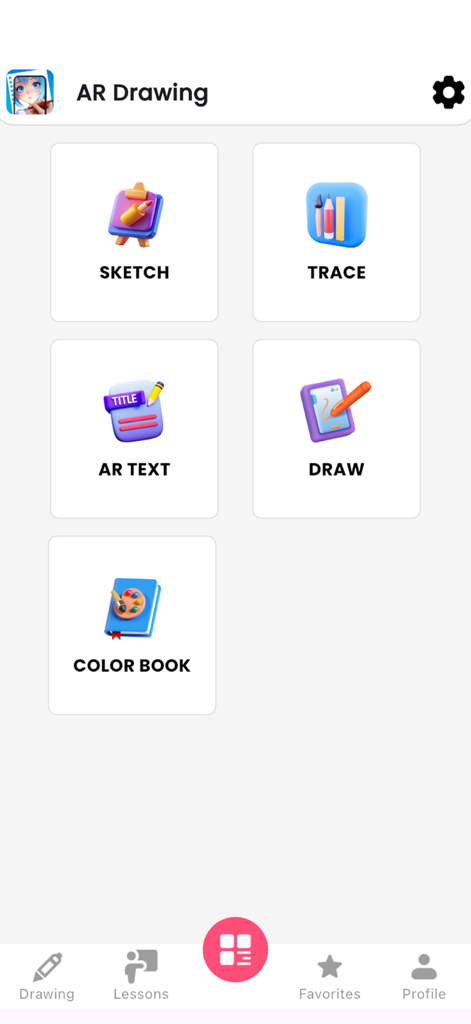 AR Drawing: Sketch Art & Trace - Main menu of the AR Drawing Sketch Art and Trace app showing options for sketch trace and draw