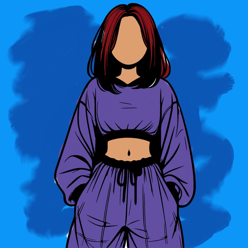 realistic girl faceless with baggy pants and a crop top