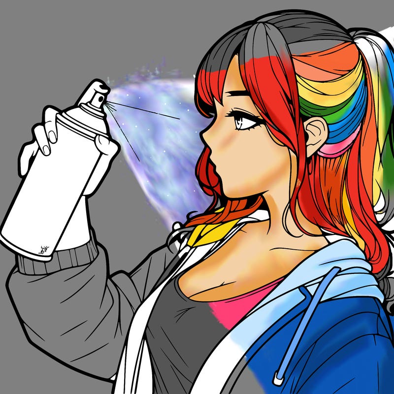 a realistic girl spray, painting